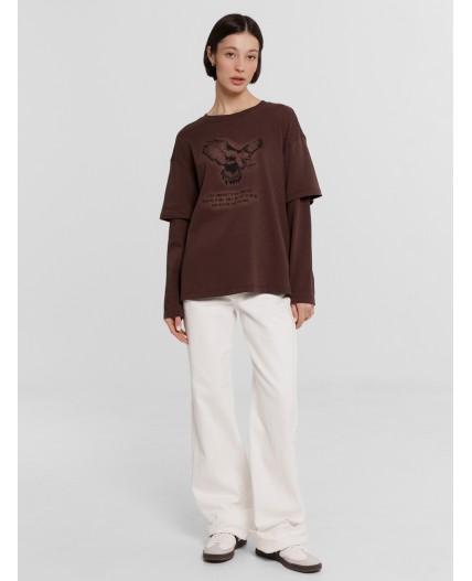 Джемпер шоколадное мартини +печать