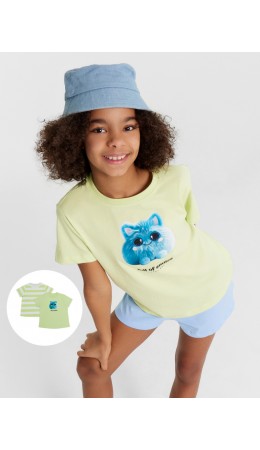 Футболка лаймовый сорбет +лаймово -белая полоска