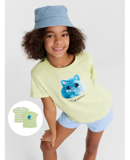 Футболка лаймовый сорбет +лаймово -белая полоска