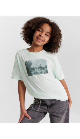 Футболка светлая мята +печать1