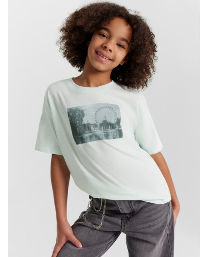 Футболка светлая мята +печать1