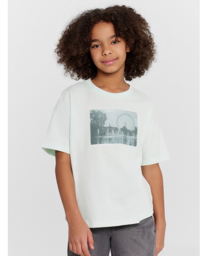 Футболка светлая мята +печать1