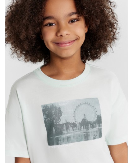 Футболка светлая мята +печать1