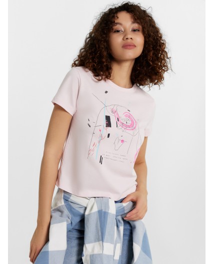 Футболка розовый нектар +печать