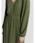 Платье горошек на оливковом