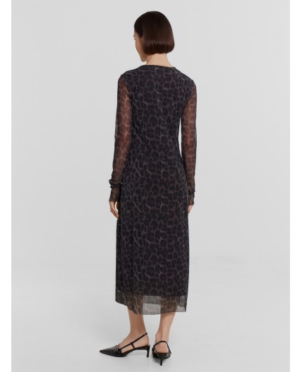 Платье леопард на сером