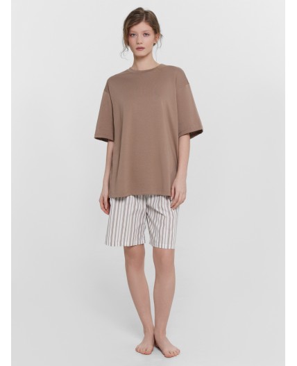 Комплект мокко +мокко полоска на белом