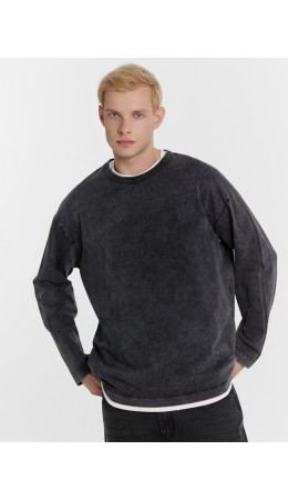 Лонгслив ACID WASH черный янтарь