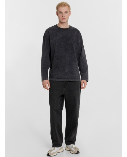 Лонгслив ACID WASH черный янтарь