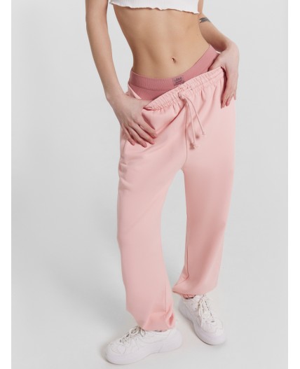 Брюки серебристо - розовый