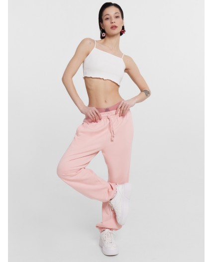 Брюки серебристо - розовый