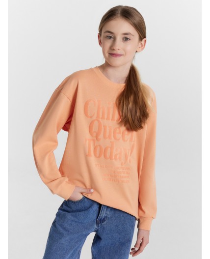 Лонгслив персик +печать