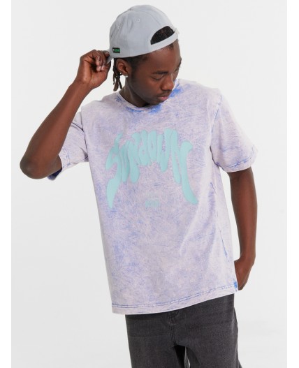 Футболка эйсид на синем +печать