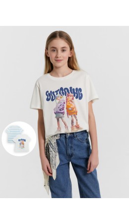 Футболка белый +бело -голубая полоска