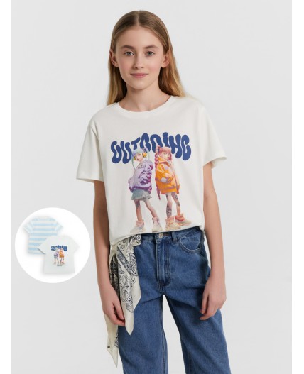 Футболка белый +бело -голубая полоска