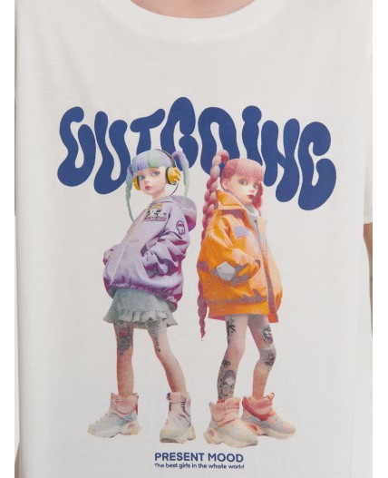 Футболка белый +бело -голубая полоска