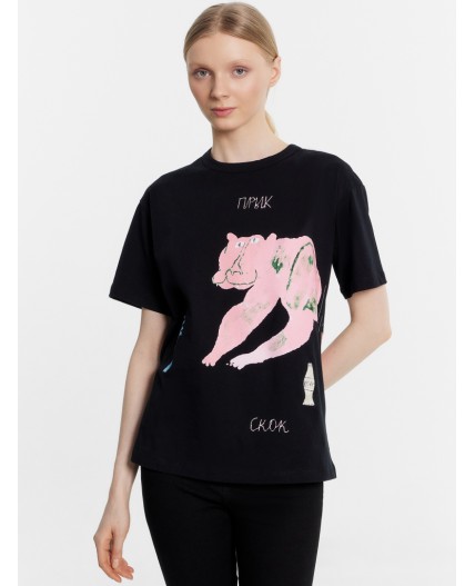 Футболка черный +печать1