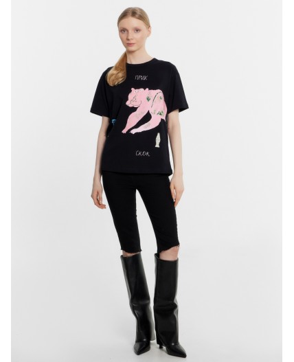 Футболка черный +печать1