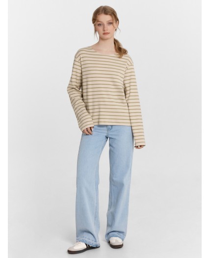 Джемпер полоска на жемчужном