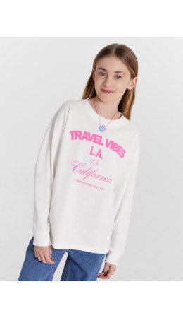 Лонгслив белый +печать