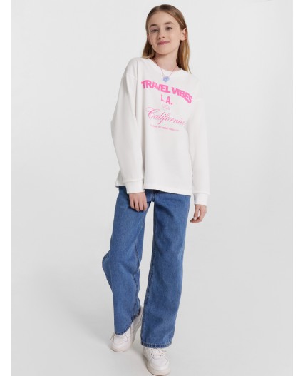 Лонгслив белый +печать