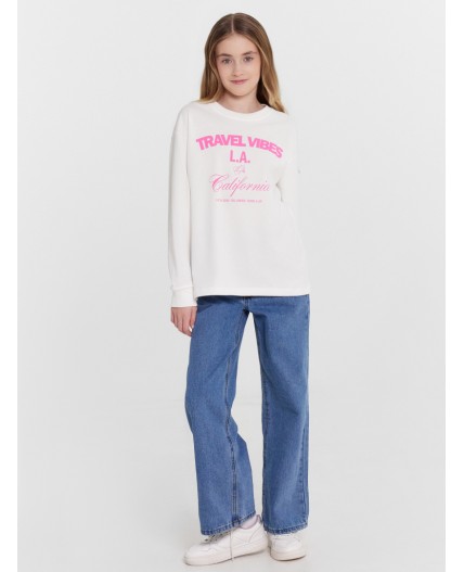 Лонгслив белый +печать