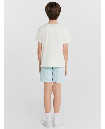 Пижама св.молочный +чайки на голубом