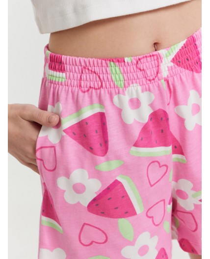Шорты фрукты на розовом саше