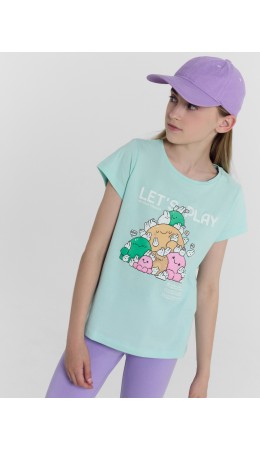 Футболка бирюзовый +печать