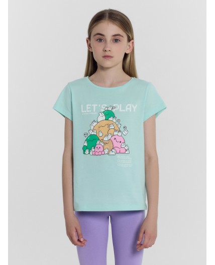 Футболка бирюзовый +печать