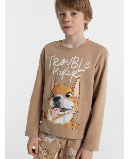 Комплект бежевый +собачки на бежевом