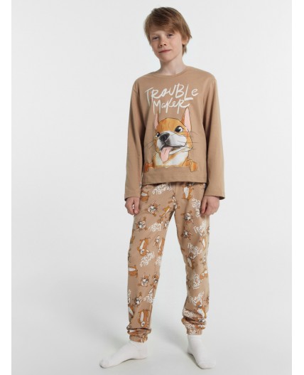 Комплект бежевый +собачки на бежевом