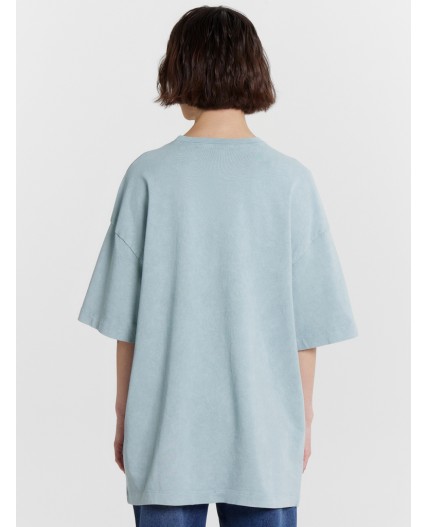 Футболка серо -синий +печать