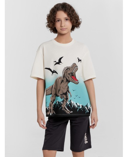 Пижама молочный +обсидиан +печать