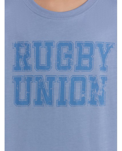 Футболка серо-синий +печать