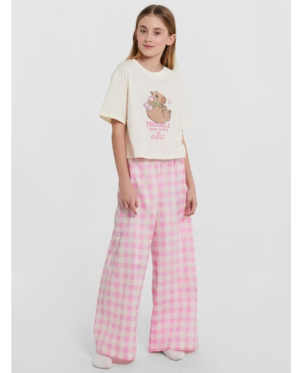 Комплект молочный +розовая клетка