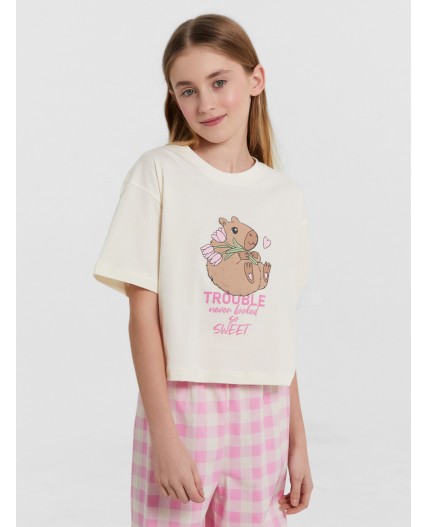 Комплект молочный +розовая клетка