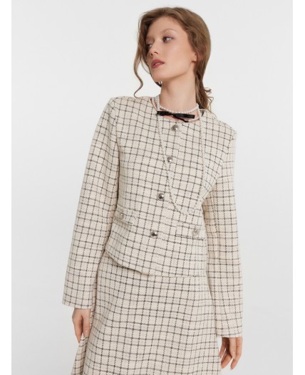 Жакет молочный твид