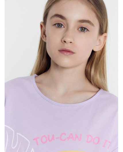 Комплект св.лиловый +птички на розовом