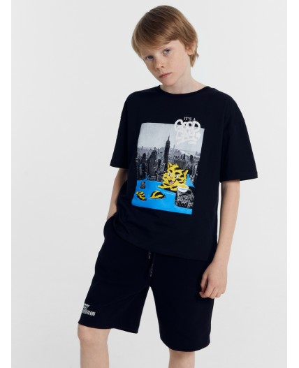 Футболка черный +печать