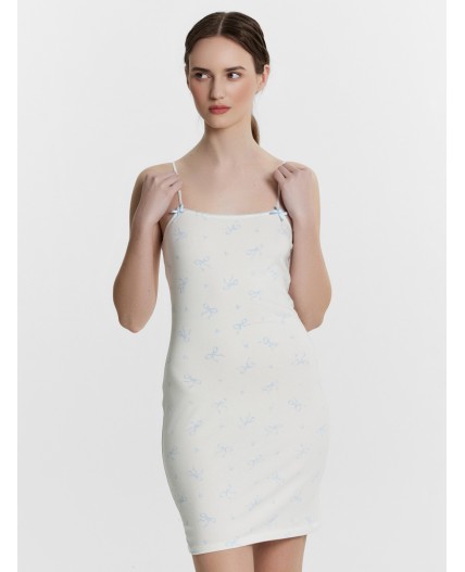 Сорочка голубые бантики на белом