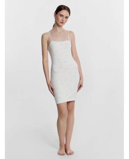 Сорочка голубые бантики на белом