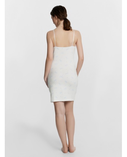 Сорочка голубые бантики на белом