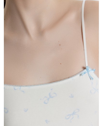 Сорочка голубые бантики на белом