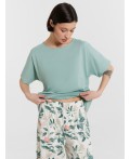 Пижама шалфей +тропики на св.молочном