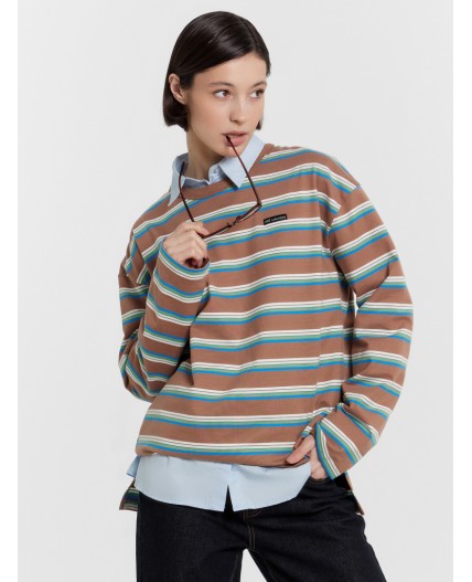Джемпер полоски на т.бежевом