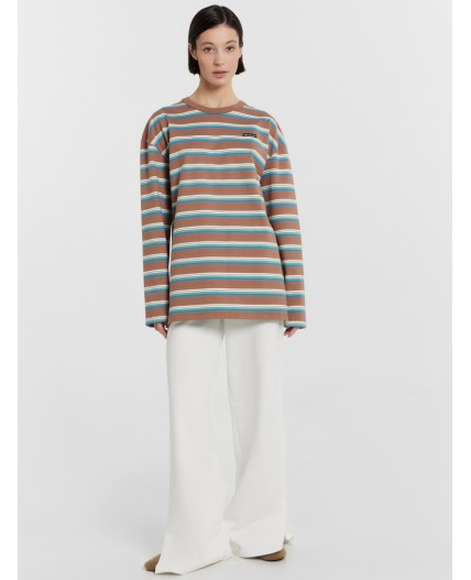 Джемпер полоски на т.бежевом