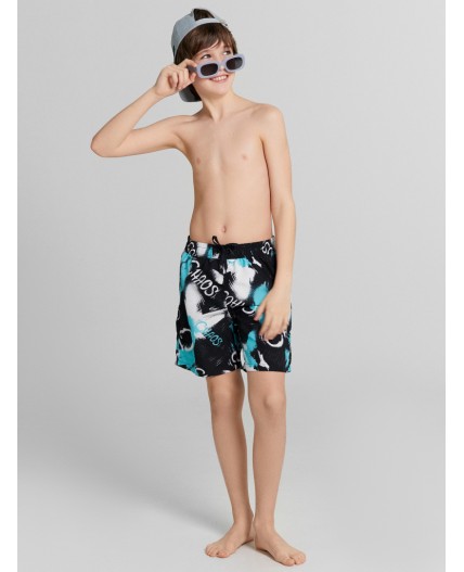 Трусы купальные граффити на черном