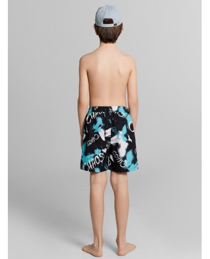 Трусы купальные граффити на черном