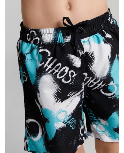 Трусы купальные граффити на черном
